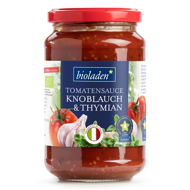 bioladen Tomatensauce Koblauch & Thymian - Produktbild