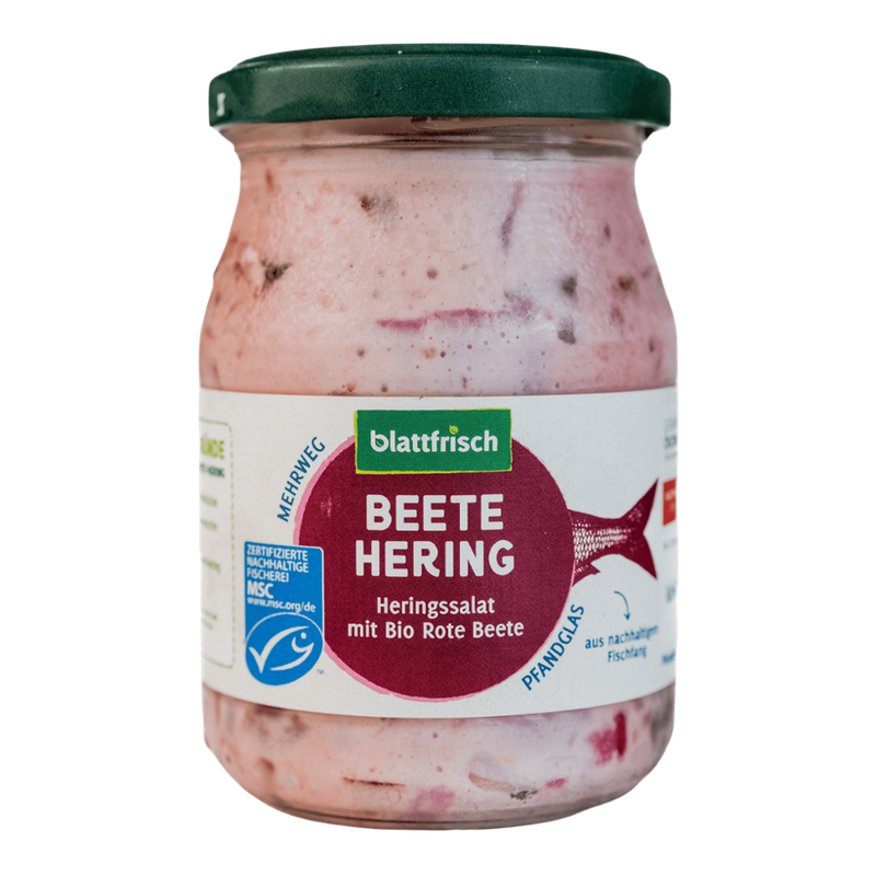 blattfrisch  Beete Hering - Heringssalat mit Bio-Rote Beete (Pfandglas 250g) - Produktbild