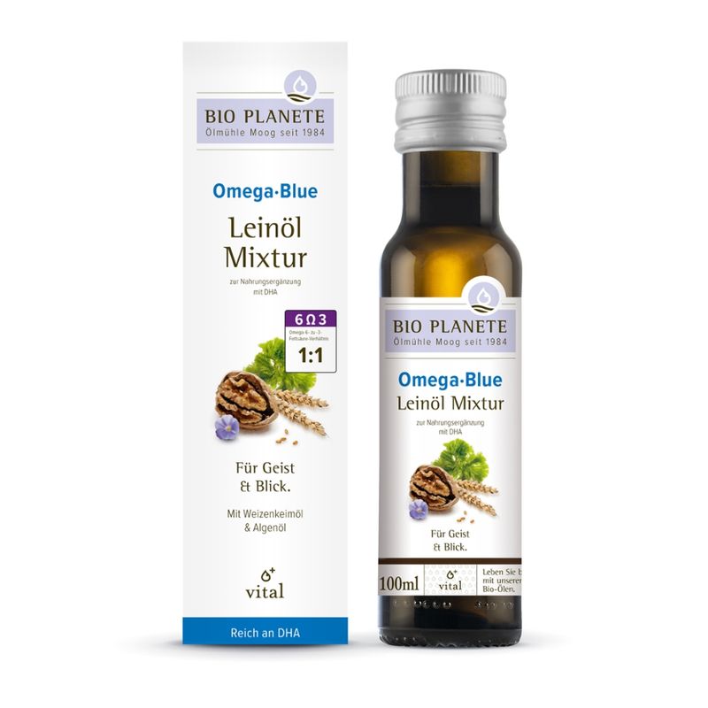 BIO PLANÈTE Omega Blue Leinöl-Mixtur zur Nahrungsergänzung - Produktbild