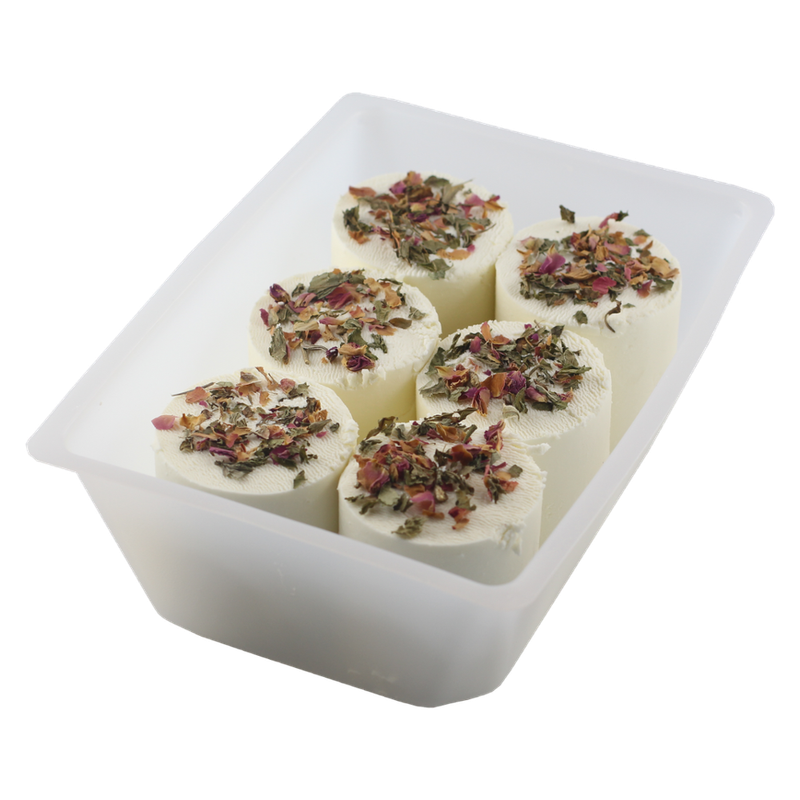 Ziegenkäserei Würnsreuth 6 x 125g Bio-Ziegenfrischkäse-Zylinder mit Topping aus Rosenblüten und Nanaminze - Produktbild