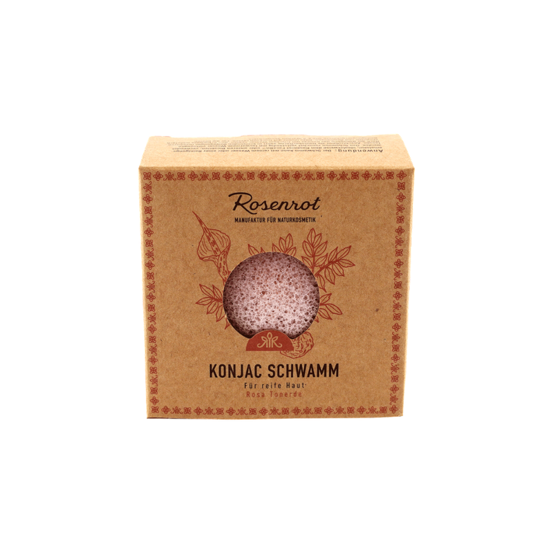 Rosenrot Naturkosmetik Konjac Schwamm - Rosa Tonerde Für reife Haut. - 100% vegan, 100% plastikfrei, Rein pflanzlich - Produktbild