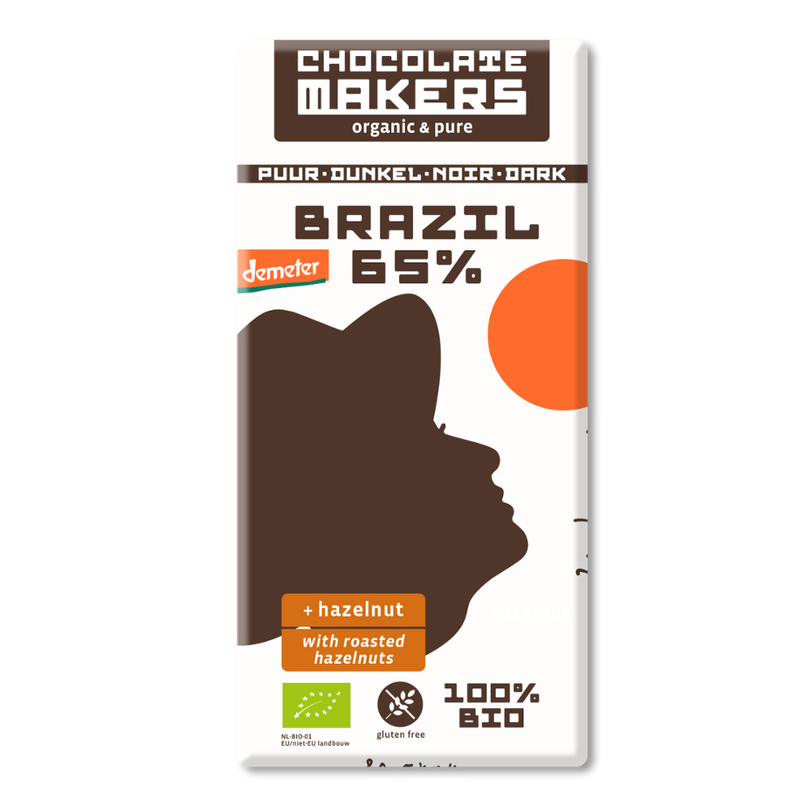 Chocolatemakers Bio Demeter Brazil Pur 65% mit gerösteten Haselnüssen - Produktbild