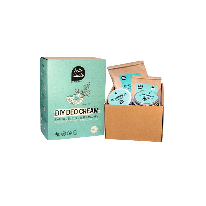 hello simple DIY Box vegane Deocreme Limette-Zypresse  Deocreme zum Selbermischen aus reinen, unraffinierten Bio-Zutaten - Produktbild