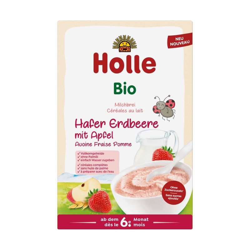 Holle  Bio-Milchbrei Hafer Erdbeere mit Apfel - Produktbild