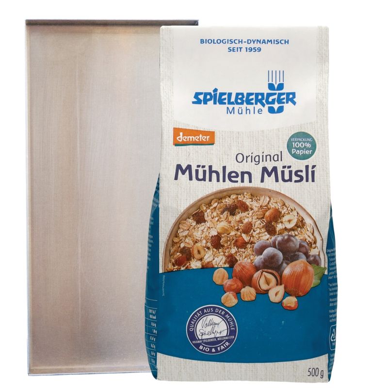 Spielberger Mühle Original Mühlen Müsli, Set Müslibackblech, demeter - Produktbild
