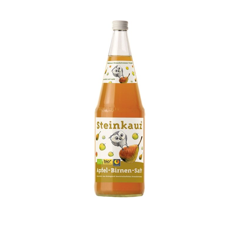 Steinkauz Steinkauz Apfel-Birnen-Saft Naturtrüb. Aus ökologisch bewirtschafteten Streuobstwiesen, 1 Liter - Produktbild