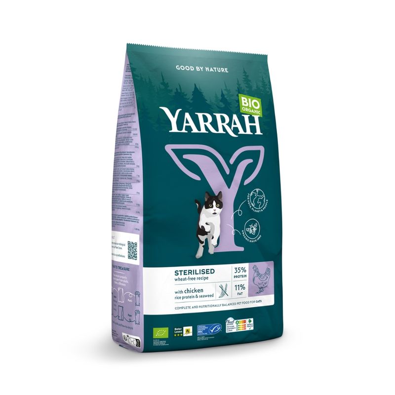 Yarrah Organic Petfood Yarrah Bio Katze Trockenfutter weizenfrei für sterilisierte Katze Huhn & Fisch - Produktbild