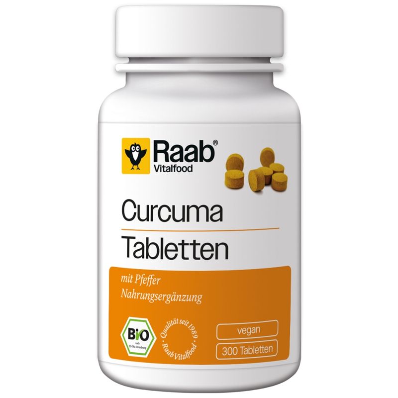 Raab Vitalfood Bio Curcuma Tabletten, 300 Tabletten à 300 mg - Produktbild