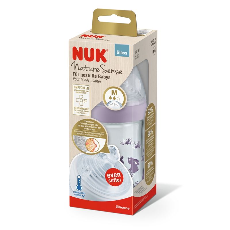 NUK NUK Nature Sense Glas 240 ml 1m sortiert Temperature Control - Produktbild