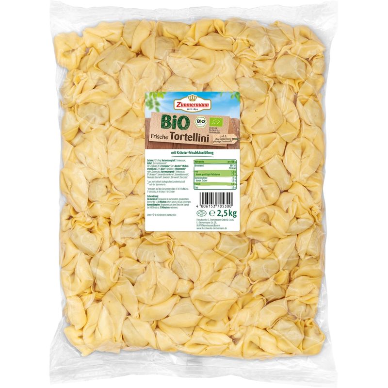 Zimmermann Frische Bio-Tortellini mit Kräuter-Frischkäsefüllung - Produktbild