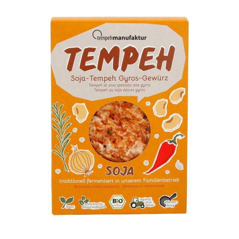 tempehmanufaktur  Tempeh mit Gyros-Gewürz - mit der feinen, scharfen Grillgewürznote - Produktbild