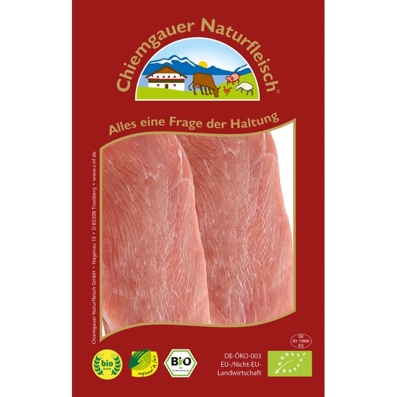 Chiemgauer Naturfleisch Puten-Schnitzel a.d.Brust, 2 St. ca. 250 g, SB, kbA - Produktbild