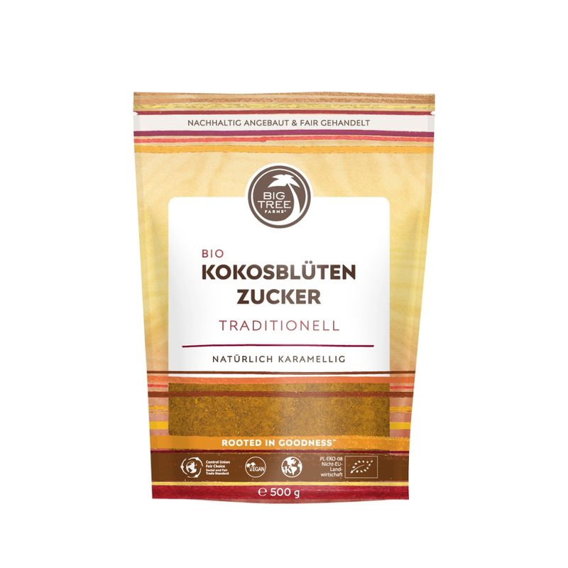 Big Tree Farms Kokosblütenzucker, Traditionell, nicht raffiniert. 500g - Produktbild