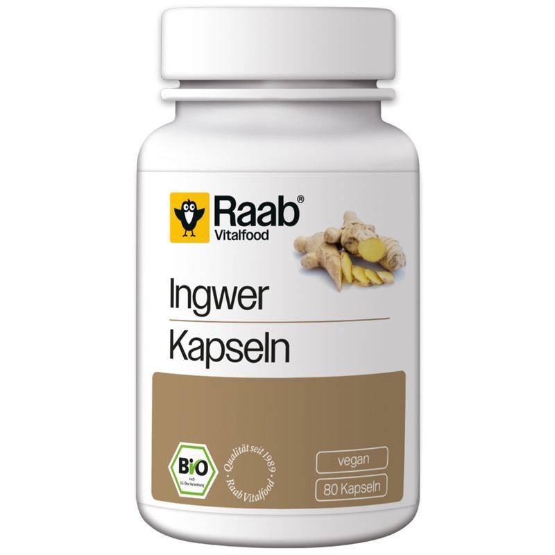 Raab Vitalfood BIO Ingwer Kapseln, 80 Stk. à 400 mg (32 g) - Produktbild