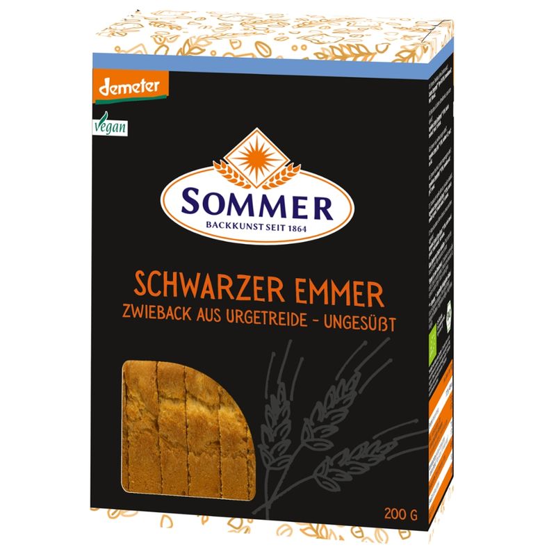 Sommer Demeter Schwarzer Emmer Zwieback, ungesüßt - Produktbild