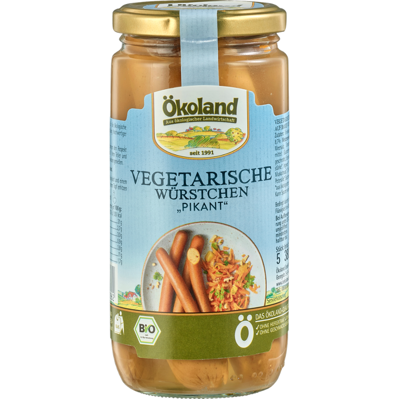 ÖKOLAND Vegetarische Würstchen PIKANT mit Weizen- und Eieiweiß - Produktbild