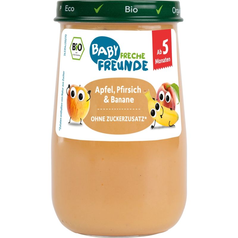 Freche Freunde FF Bio Gläschen Apfel, Pfirsich & Banane - Produktbild