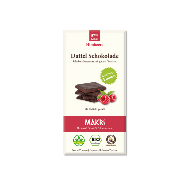 Makri Bio Dattel Schokolade - Himbeere 57% - Produktbild