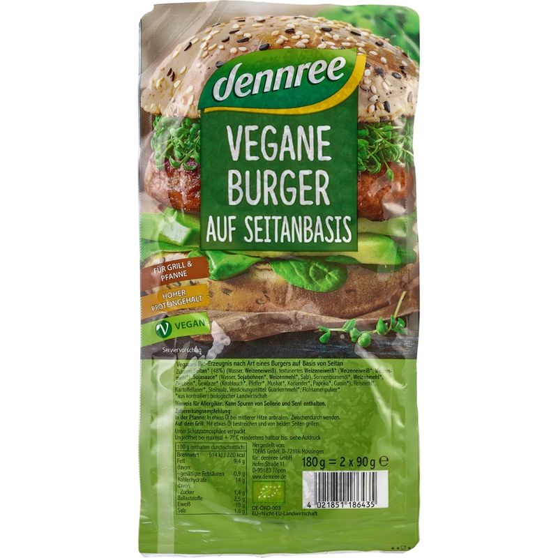 dennree Vegane Burger auf Seitanbasis - Produktbild