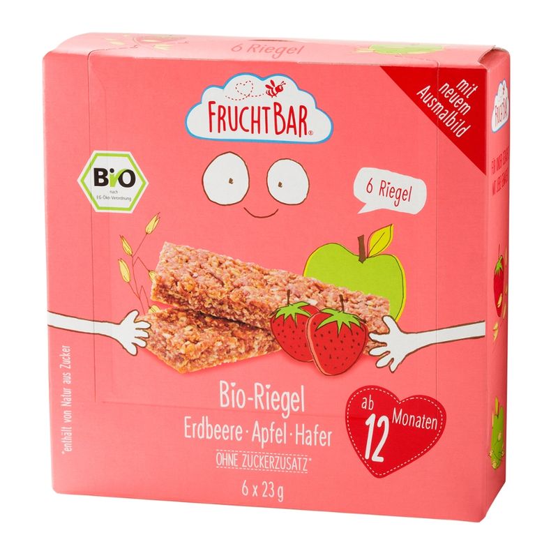 FruchtBar  FruchtBar - Bio-Frucht- und Getreide Riegel Erdbeere, Apfel, Hafer - Produktbild