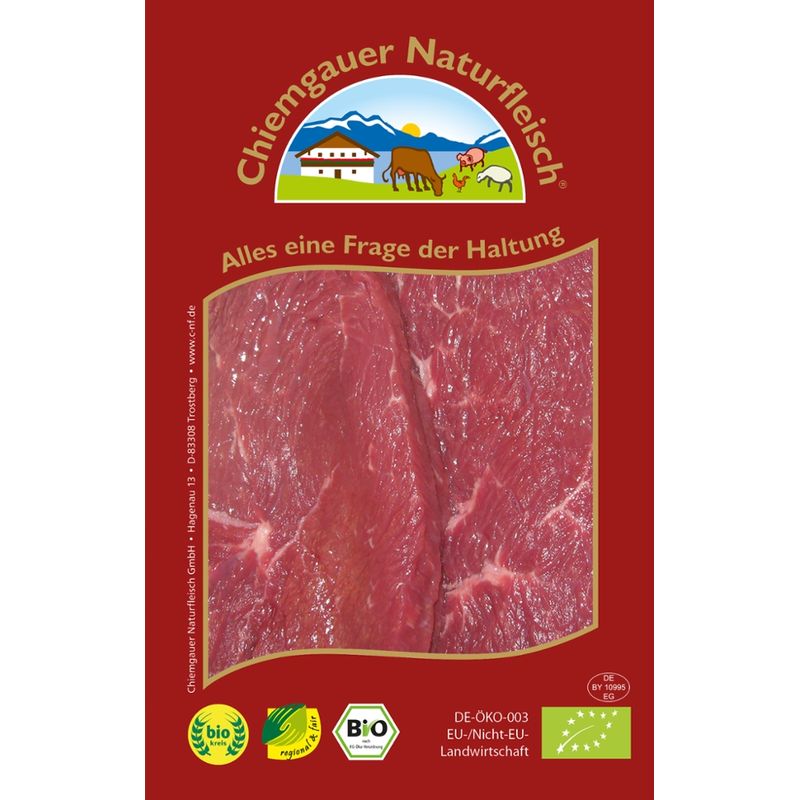 Chiemgauer Naturfleisch R-Steak, 2 St. ca. 300 g, SB, kbA - Produktbild