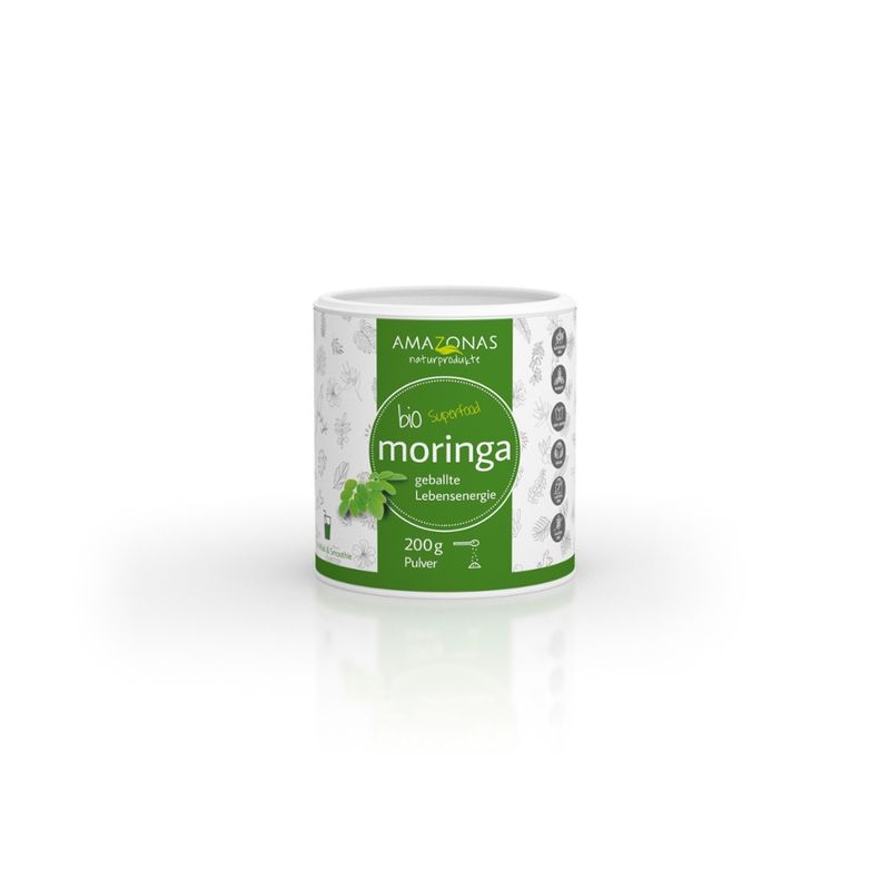 Amazonas Naturprodukte Moringa Blattpulver Bio 200g, pur, Rohkostqualität - Produktbild