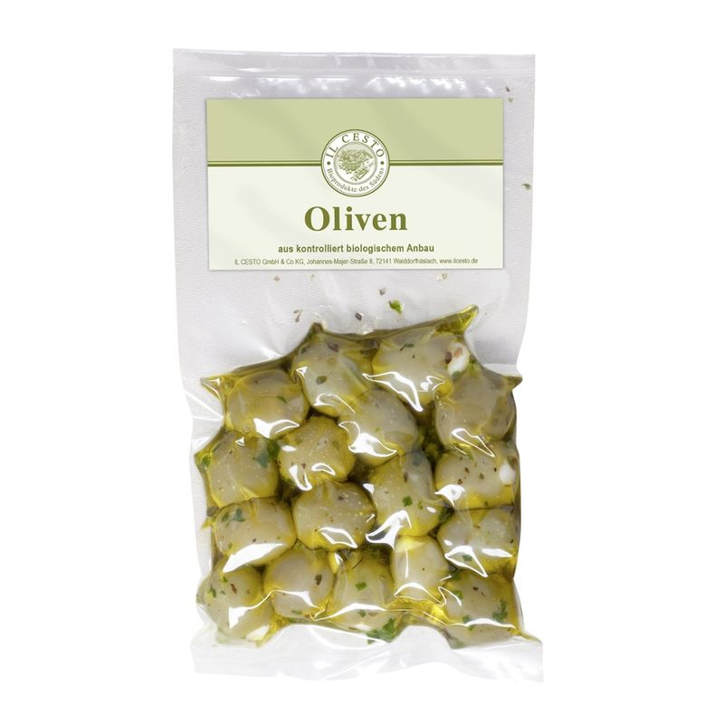 Il Cesto Griechische Oliven mit Knoblauch gefüllt mariniert - Produktbild