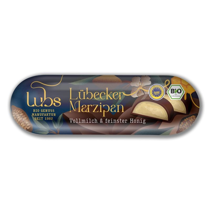 Lubs Lübecker Marzipanbrot mit Honig - Vollmilchschokolade, Bio, glutenfrei - Produktbild