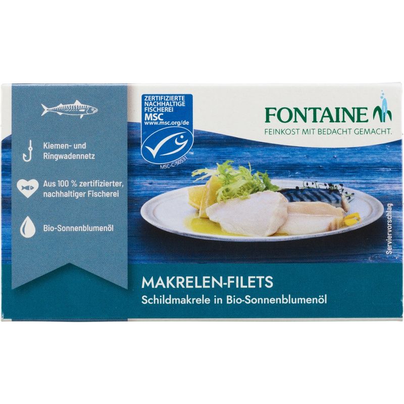 Fontaine Makrelen-Filets ohne Haut, Schildmakrele in Bio-Sonnenblumenöl - Produktbild