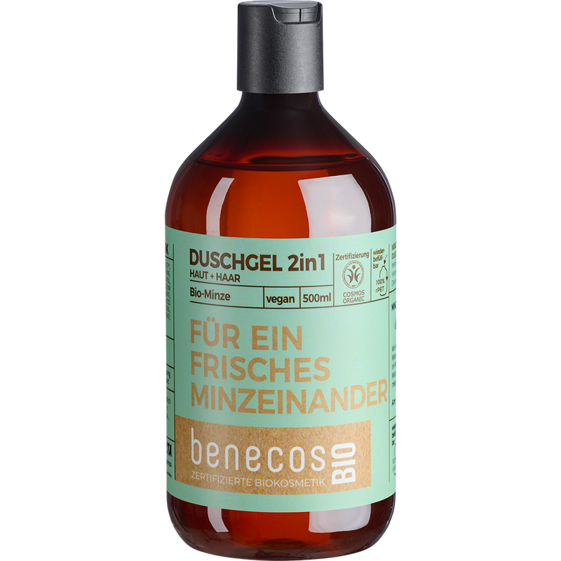 benecos benecosBIO Duschgel 2in1 BIO-Minze Haut & Haar - FÜR EIN FRISCHES MINZEINANDER - Produktbild