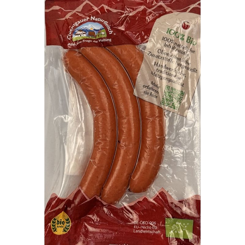 Chiemgauer Naturfleisch Bio-Käseknacker, 3St. 210g, SB, kbA - Produktbild