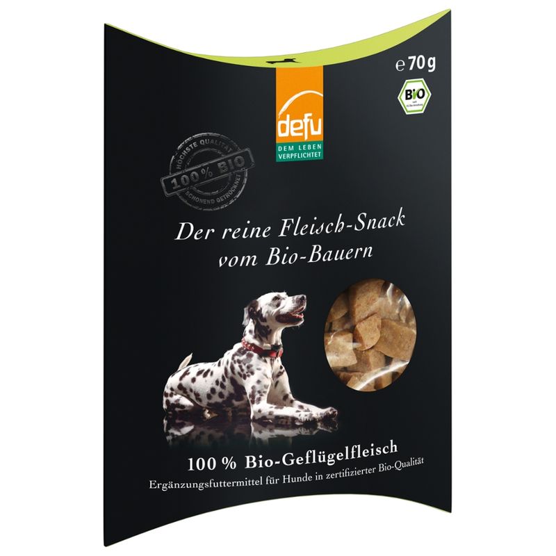 defu - Das Tierfutter vom Bio-Bauern Hund - Reiner Fleisch-Snack Bio-Geflügel - Produktbild