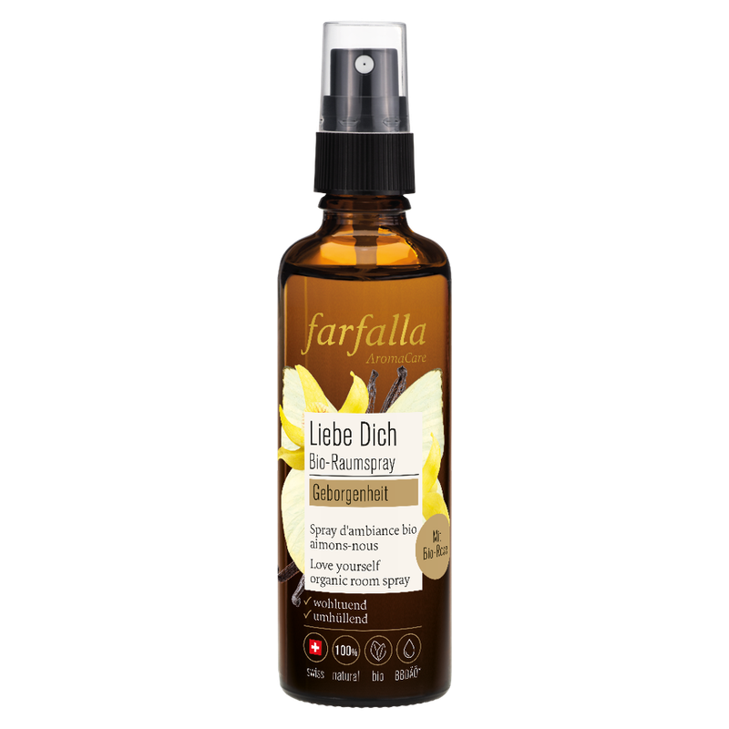 farfalla Geborgenheit, Rose, Liebe dich Bio-Raumspray, 75ml - Produktbild