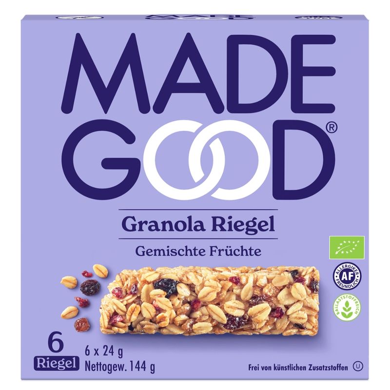 MadeGood MadeGood Bio Granola Riegel Gemischte Früchte (6 Riegel x 24g) 144g - Produktbild