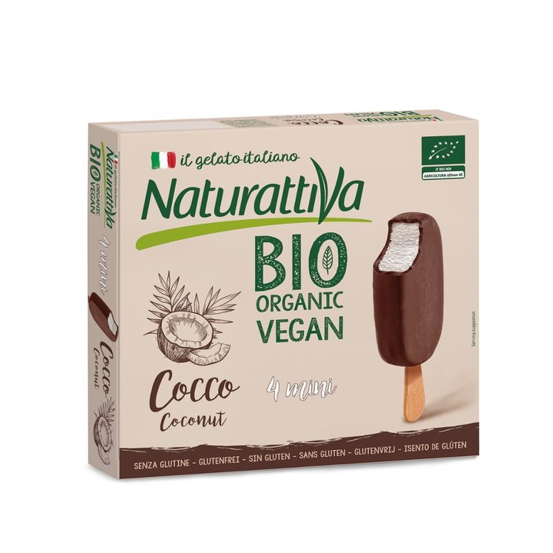 Naturattiva Naturattiva Bio-Eis auf Kokosnussbasis, 4 Ministicks à 50g je Packung - Produktbild