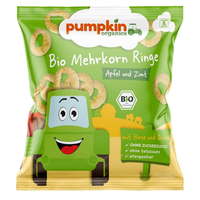 Pumpkin Organics Pumpkin Organics: Bio Mehrkorn Ringe mit Apfel & Zimt - Produktbild