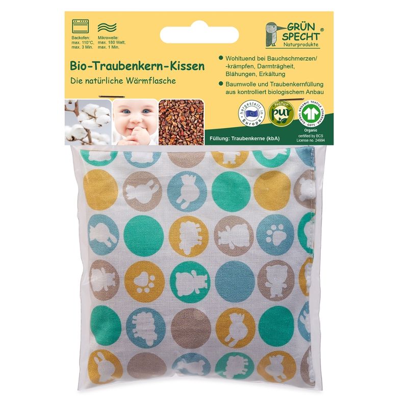 GRÜNSPECHT Naturprodukte GRÜNSPECHT Bio- Traubenkernkissen für Babys 12x12 cm, GOTS zertifiziert - Produktbild