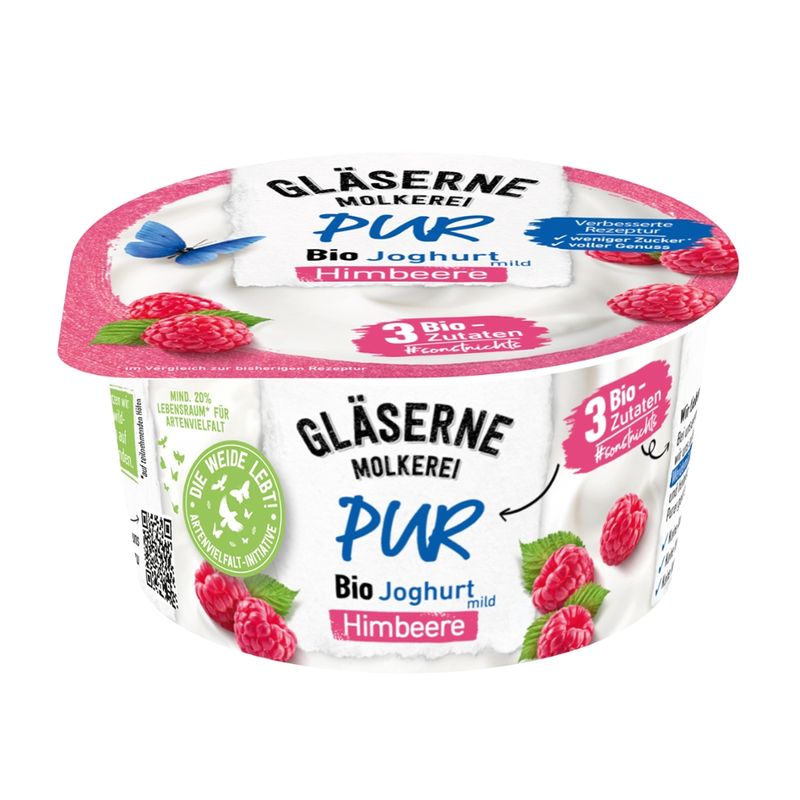 Gläserne Molkerei GM Bio Joghurt Himbeere 150g - Produktbild