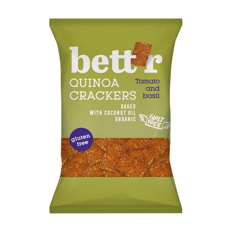 Bett'r Quinoa-Cracker Tomate & Basilikum, Bio, Bett’r, 100g - Produktbild