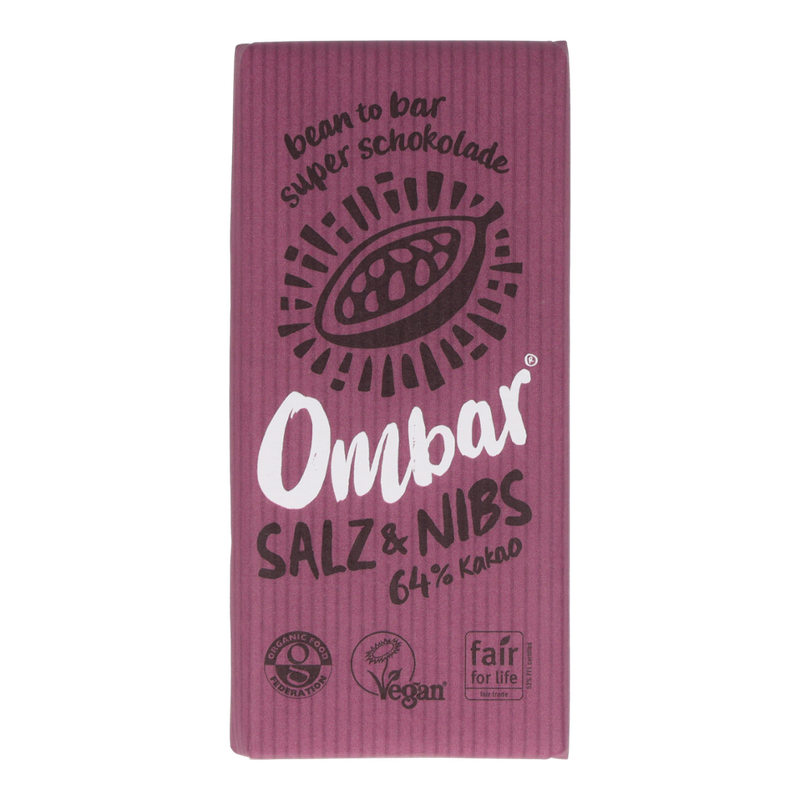 Ombar Ombar Salt & Nibs Bio Rohschokolade 70g - Produktbild