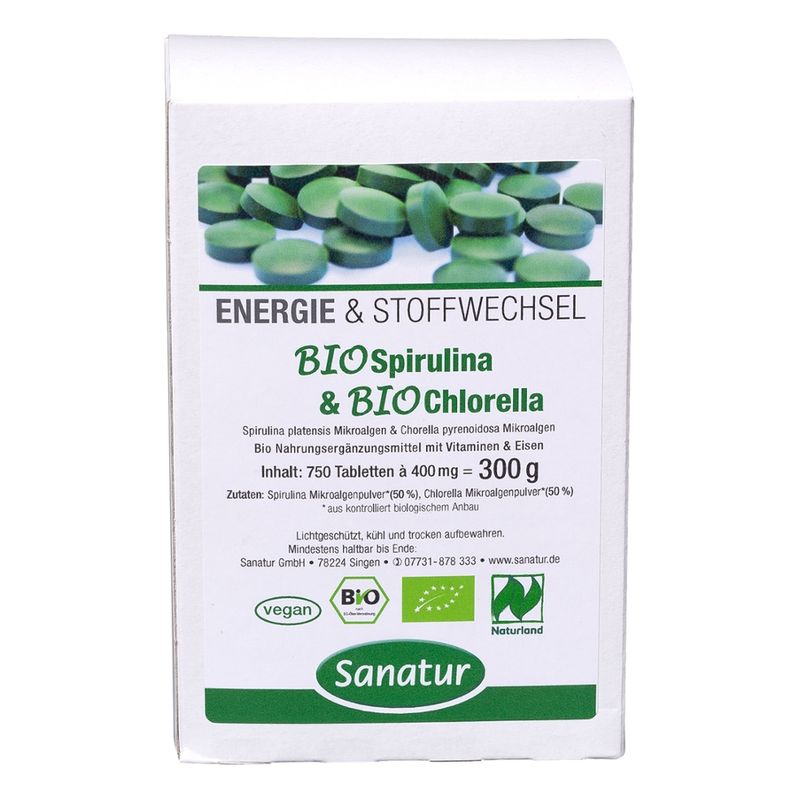 Sanatur BioSpirulina & BioChlorella 750 Tabletten, kbA - Produktbild