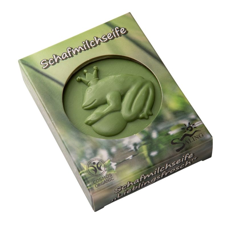 Saling Schafmilchseife Frosch in der Faltschachtel mit Sichtfenster, cosmos organic zertifiziert - Produktbild