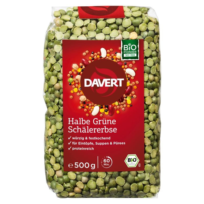 Davert Halbe Grüne Schälerbsen 500g - Produktbild