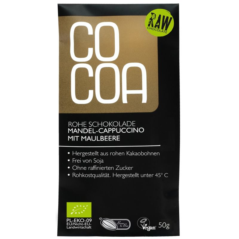 Cocoa Cocoa Rohkostschokolade Mandel/ Cappuccino mit Maulbeeren - Produktbild