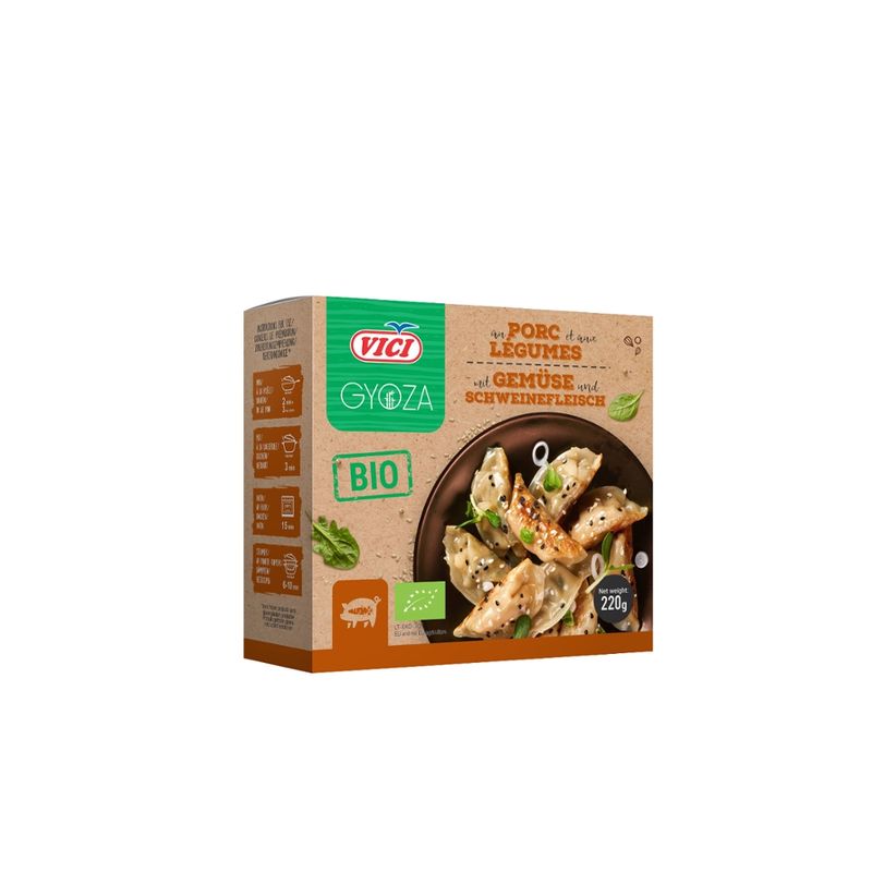 VICI Bio Teigtaschen mit Schwein und Gemüse, vorgegart, tiefgefroren, 220g - Produktbild