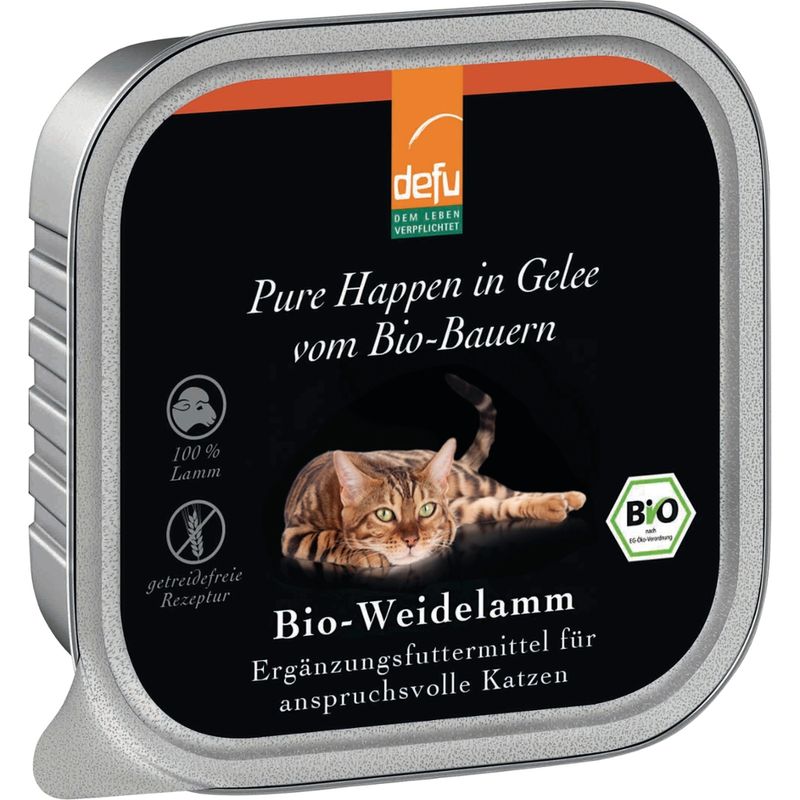 defu - Das Tierfutter vom Bio-Bauern Katze Pure Happen in Gelee Bio-Weidelamm - Produktbild