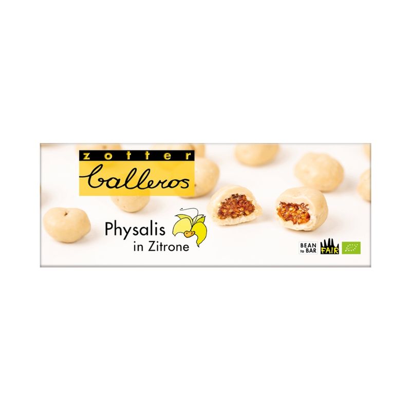 Zotter Schokolade Balleros "Physalis in Zitrone" - Produktbild