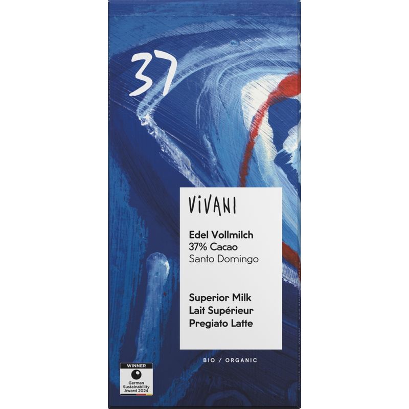Vivani Edel Vollmilch Schokolade 37% Cacao Santo Domingo - Produktbild