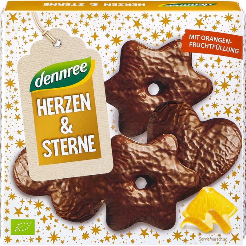 dennree Herzen und Sterne mit Orangenfüllung - Produktbild
