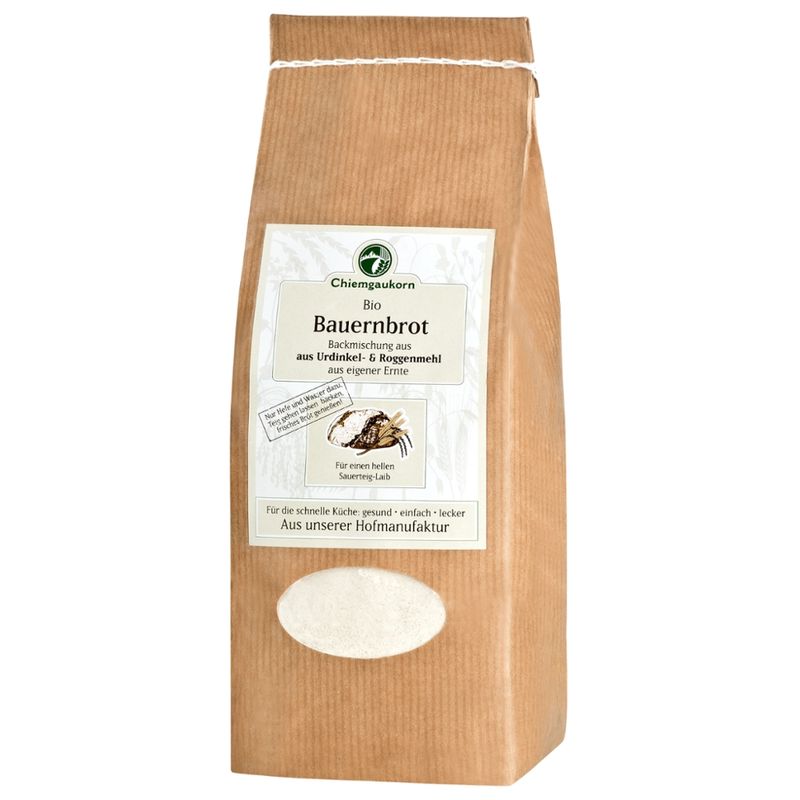 Chiemgaukorn Bio Chiemgauer Bauern-Brot, Backmischung aus Urdinkel und Rogen für einen Brotlaib,  Chiemgaukorn - Produktbild